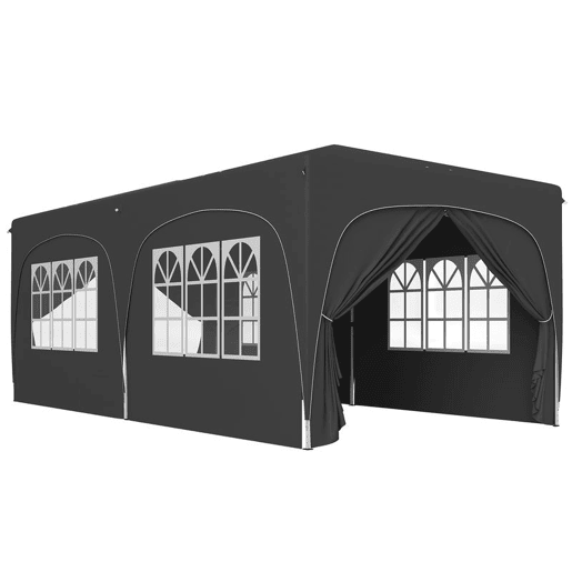 Outsunny Tenda Dobrável tenda 3x6 m com Painéis Laterais UPF50+ Tenda de Jardim com Altura Ajustável e Bolsa de Transporte para Campismo Festas Pátio Cinza Escuro