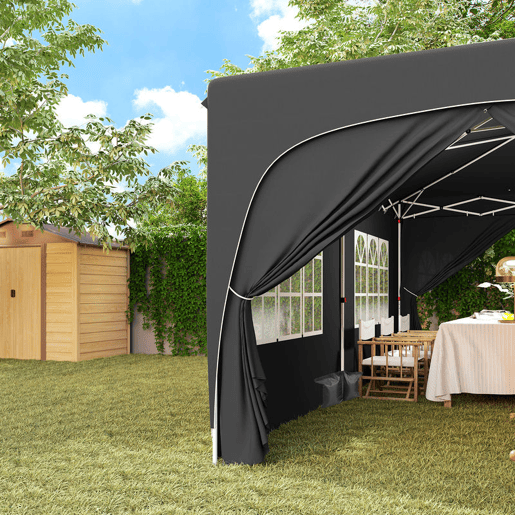 Outsunny Tenda Dobrável tenda 3x6 m com Painéis Laterais UPF50+ Tenda de Jardim com Altura Ajustável e Bolsa de Transporte para Campismo Festas Pátio Cinza Escuro