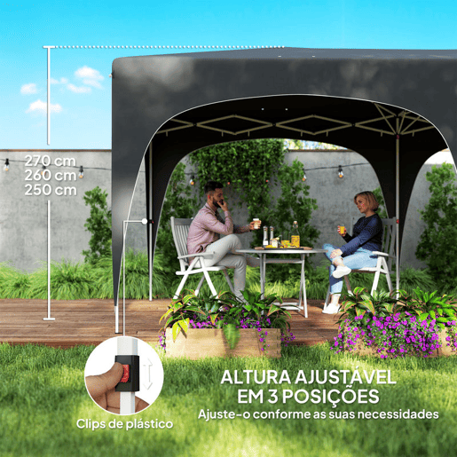 Outsunny Tenda Dobrável tenda 3x6 m com Painéis Laterais UPF50+ Tenda de Jardim com Altura Ajustável e Bolsa de Transporte para Campismo Festas Pátio Cinza Escuro