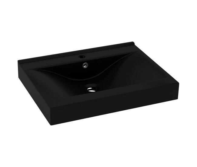 Lavabo - lavamanos lujoso con agujero de grifo cerámica negro mate 60x46 cm