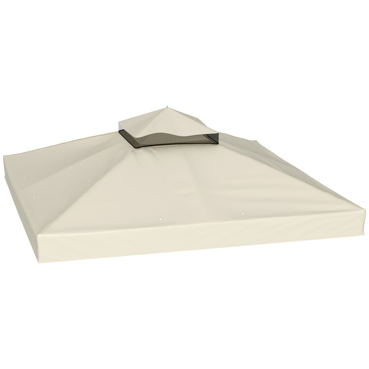 Outsunny techo de repuesto para cenador, 3x3 m, cubierta de repuesto con techo doble, orificios de drenaje y protección upf30+, solo toldo de recambio para pabellón gazebo, crema