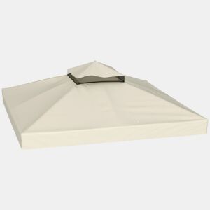 Outsunny Teto de Substituição para Pérgula, 3x3 m, Cobertura de Substituição com Telhado Duplo, Orifícios de Escoamento e Proteção UPF30+, APENAS Toldo de Substituição para Pavilhão Gazebo, Creme