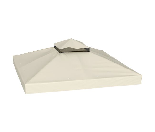 Outsunny techo de repuesto para cenador, 3x3 m, cubierta de repuesto con techo doble, orificios de drenaje y protección upf30+, solo toldo de recambio para pabellón gazebo, crema