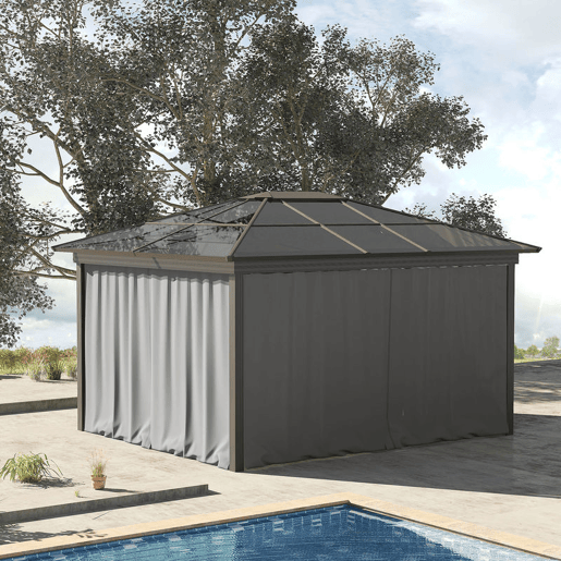 Outsunny 4 Paredes Laterais para Tenda 302x205 cm Laterais para Tenda Universal com Ganchos e Argola em C para Tenda de Jardim Terraço Cinza Claro