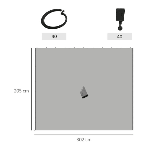Outsunny 4 Paredes Laterais para Tenda 302x205 cm Laterais para Tenda Universal com Ganchos e Argola em C para Tenda de Jardim Terraço Cinza Claro