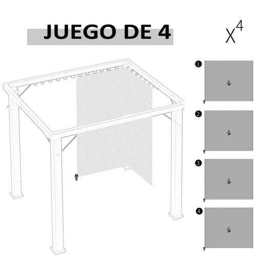 Outsunny 4 Paredes Laterais para Tenda 302x205 cm Laterais para Tenda Universal com Ganchos e Argola em C para Tenda de Jardim Terraço Cinza Claro