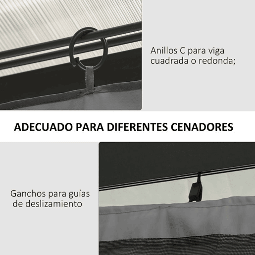 Outsunny 4 Paredes Laterais para Tenda 302x205 cm Laterais para Tenda Universal com Ganchos e Argola em C para Tenda de Jardim Terraço Cinza Claro
