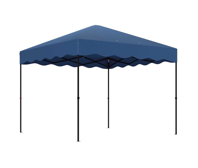 Outsunny carpa plegable pop-up gazebo 3x3 m cenador plegable con protección uv 50+ altura ajustable bolsa de arena y bolsa con ruedas para camping fiestas azul oscuro