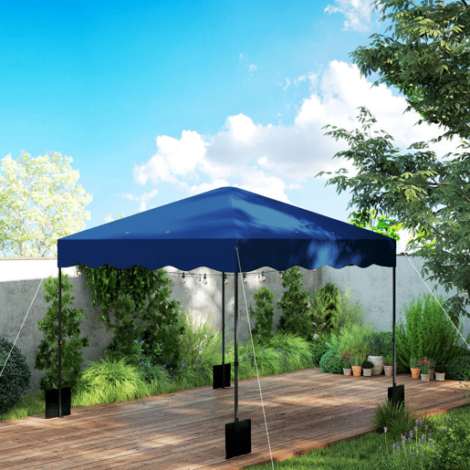 Outsunny Tenda Dobrável Pop UP Tenda 3x3 m Tenda para Eventos com Proteção UV50+ Altura Ajustável Bolsa de Areia e Bolsa de Transporte com Rodas para Campismo Festas Azul