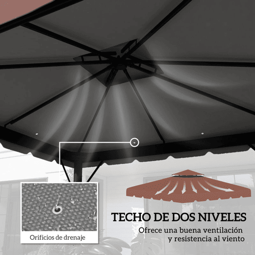 Outsunny Toldo de Substituição para Pérgola 300x300 cm Teto de Substituição para Pérgolas Exterior com Duplo Teto e 8 Orifícios de Drenagem Marrom
