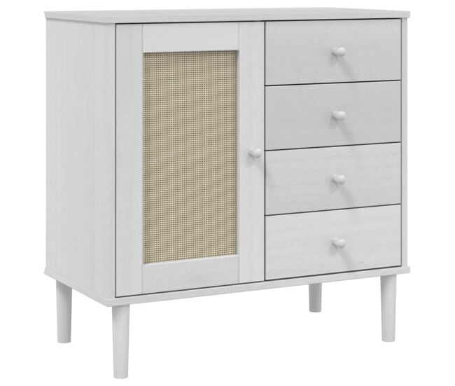 Vidaxl aparador senja aspecto de ratán madera pino blanco 80x40x80 cm