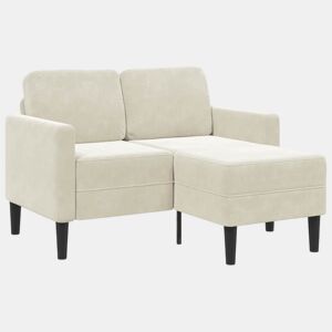 Sofá 2 lugares - Sofá fixo com Chaise em L 125 cm veludo creme