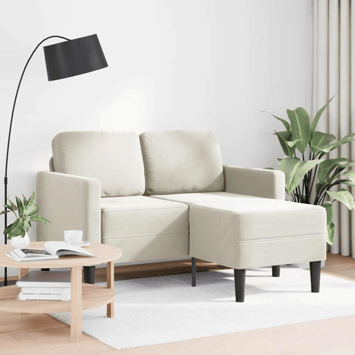Sofá 2 lugares - Sofá fixo com Chaise em L 125 cm veludo creme