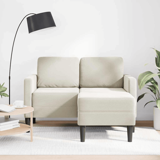 Sofá 2 lugares - Sofá fixo com Chaise em L 125 cm veludo creme