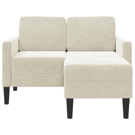 Sofá 2 lugares - Sofá fixo com Chaise em L 125 cm veludo creme