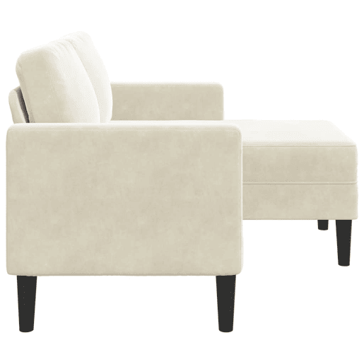 Sofá 2 lugares - Sofá fixo com Chaise em L 125 cm veludo creme