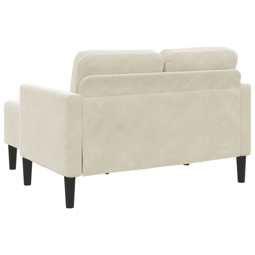 Sofá 2 lugares - Sofá fixo com Chaise em L 125 cm veludo creme