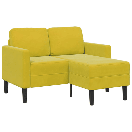 Sofá 2 lugares - Sofá fixo com Chaise em L 125 cm veludo amarela