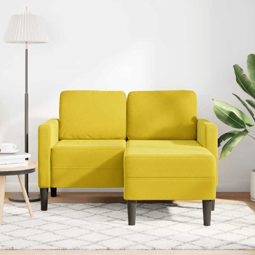 Sofá 2 lugares - Sofá fixo com Chaise em L 125 cm veludo amarela