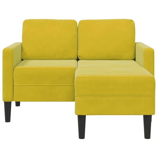 Sofá 2 lugares - Sofá fixo com Chaise em L 125 cm veludo amarela