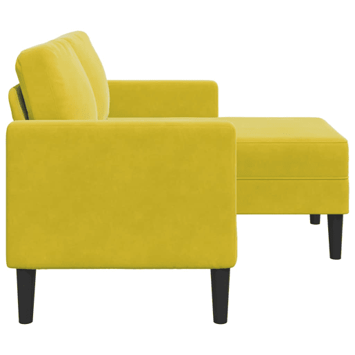 Sofá 2 lugares - Sofá fixo com Chaise em L 125 cm veludo amarela