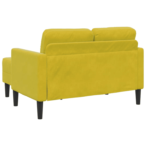 Sofá 2 lugares - Sofá fixo com Chaise em L 125 cm veludo amarela
