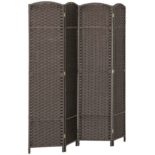 HOMCOM Biombo de 4 Painéis Separador de Ambientes Dobrável 160x170 cm Biombo Separador de Ambientes para Sala de Estar Dormitório Escritório Marrom