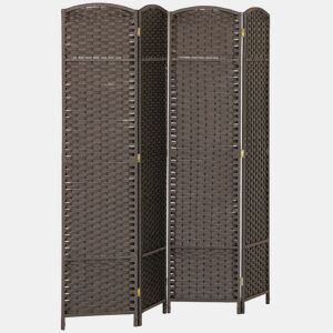 HOMCOM Biombo de 4 Painéis Separador de Ambientes Dobrável 160x170 cm Biombo Separador de Ambientes para Sala de Estar Dormitório Escritório Marrom