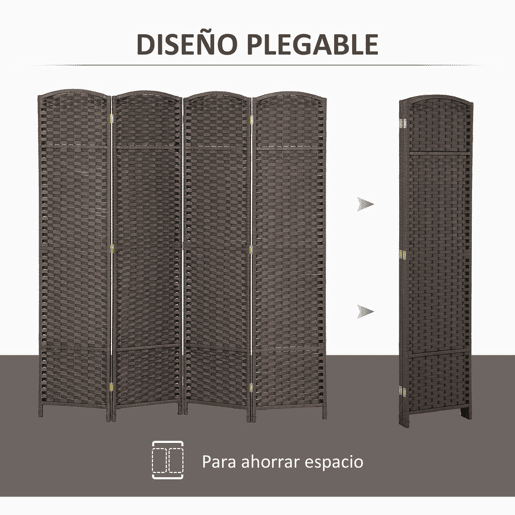 HOMCOM Biombo de 4 Painéis Separador de Ambientes Dobrável 160x170 cm Biombo Separador de Ambientes para Sala de Estar Dormitório Escritório Marrom
