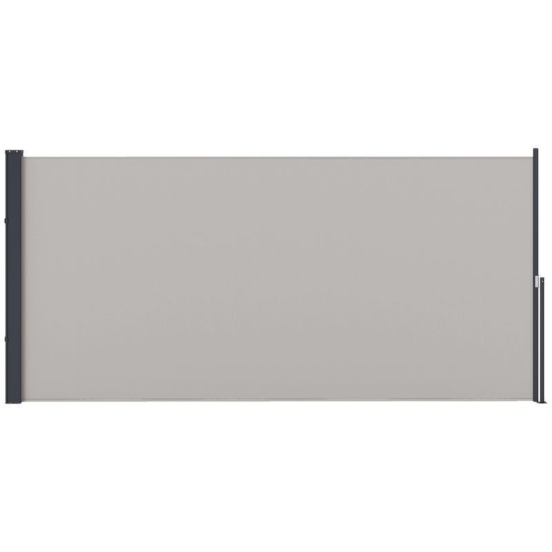Outsunny toldo lateral retráctil pantalla enrollable mampara de privacidad impermeable y anti-uv protege la privacidad para jardín balcón terraza 300x140 cm gris claro