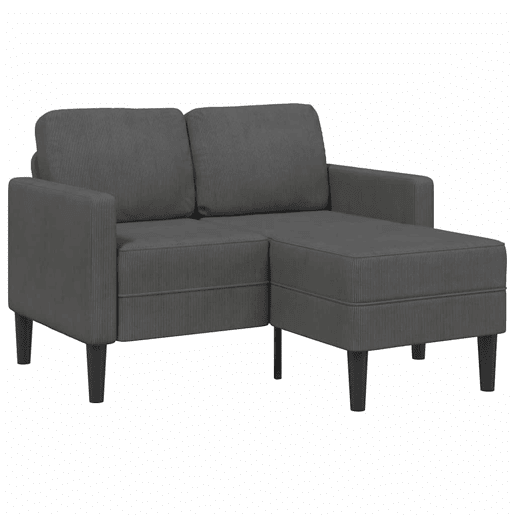Sofá 2 lugares - Sofá fixo com Chaise em L 125 cm linho cinzento-escuro