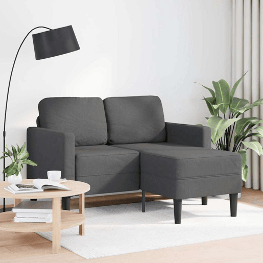 Sofá 2 lugares - Sofá fixo com Chaise em L 125 cm linho cinzento-escuro