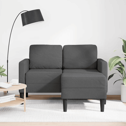 Sofá 2 lugares - Sofá fixo com Chaise em L 125 cm linho cinzento-escuro