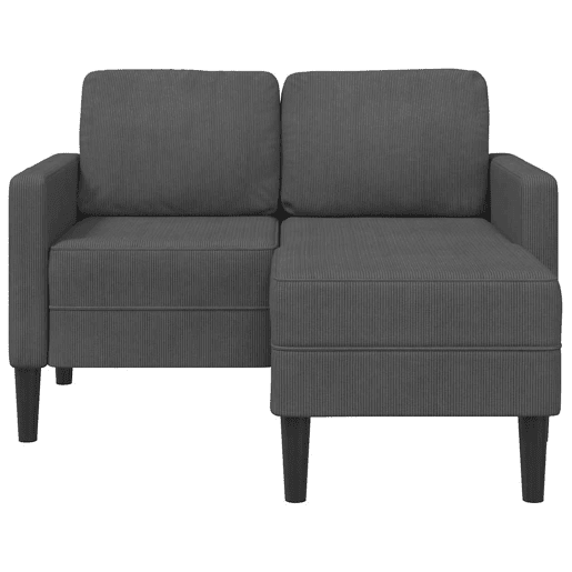 Sofá 2 lugares - Sofá fixo com Chaise em L 125 cm linho cinzento-escuro