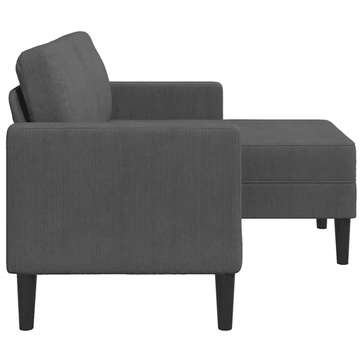 Sofá 2 lugares - Sofá fixo com Chaise em L 125 cm linho cinzento-escuro
