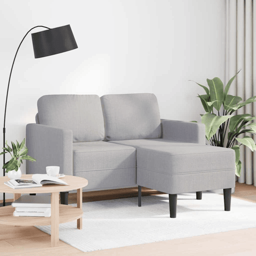 Sofá 2 lugares - Sofá fixo com Chaise em L 125 cm tecido cinzento nublado