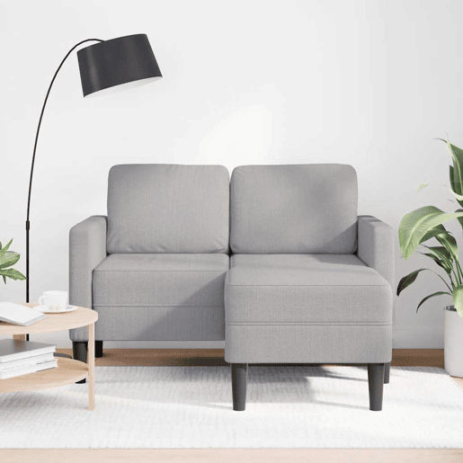 Sofá 2 lugares - Sofá fixo com Chaise em L 125 cm tecido cinzento nublado