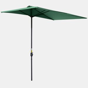 Outsunny Guarda-sol Retangular 230x130x245 cm para Parede com Manivela, Proteção UV 30+ e Tecido Poliéster Impermeável 180 gm² para Varanda, Terraço e Jardim - Verde