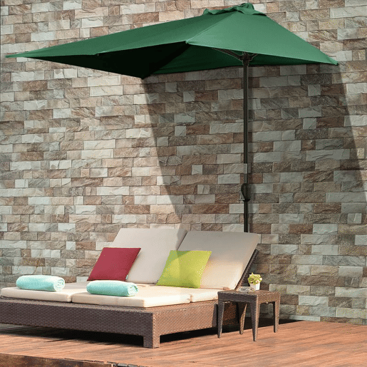 Outsunny Guarda-sol Retangular 230x130x245 cm para Parede com Manivela, Proteção UV 30+ e Tecido Poliéster Impermeável 180 gm² para Varanda, Terraço e Jardim - Verde