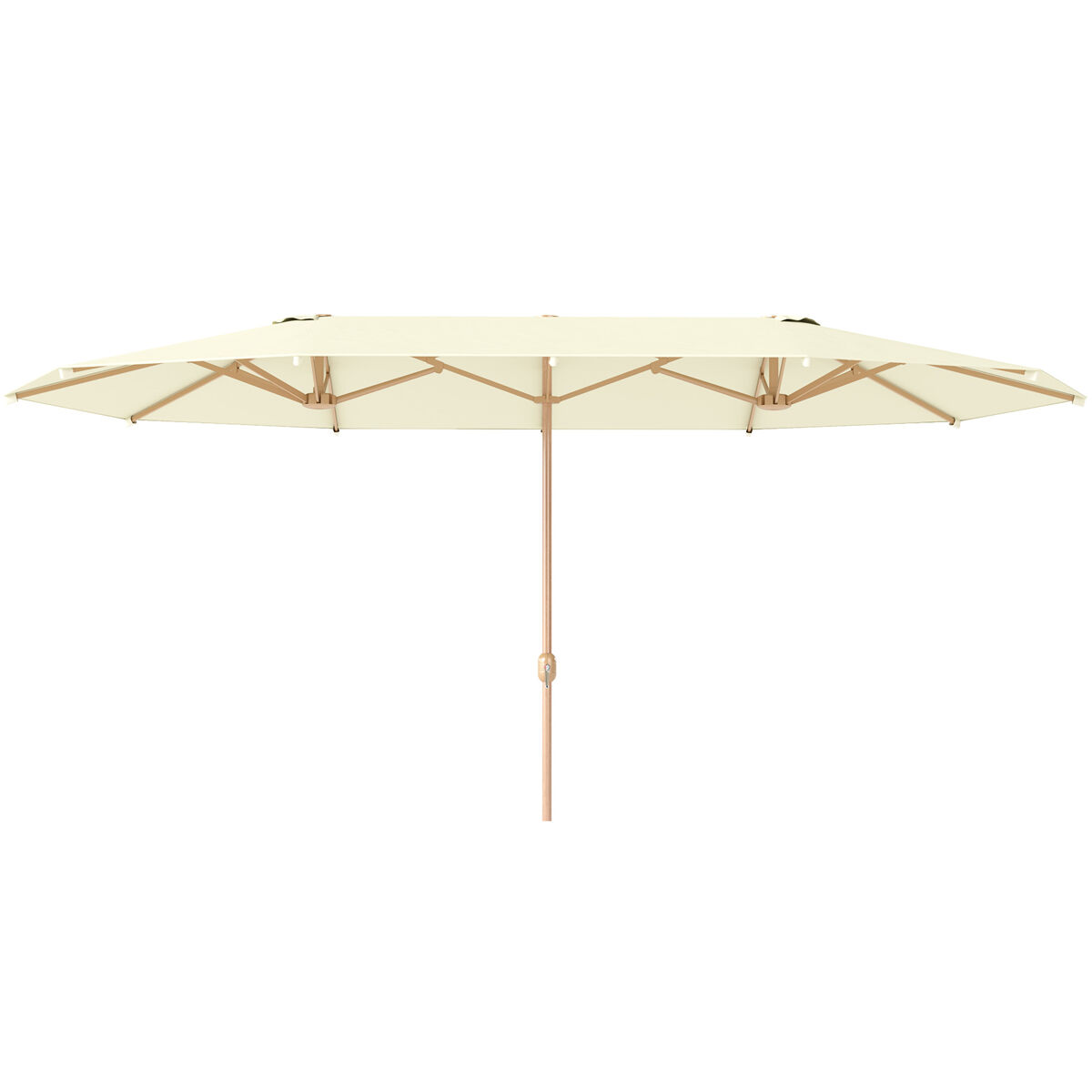 Outsunny sombrilla doble 4,6x2,7 m sombrilla terraza exterior con manivela manual resistente al agua y protección solar parasol grande para terraza playa piscina beige