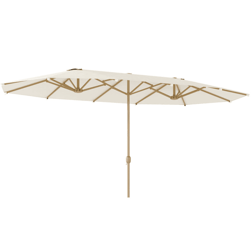 Outsunny Chapéu de Sol Duplo 4,6x2,7 m para Terraço Exterior com Manivela Manual, Resistente à Água e com Proteção Solar, Grande para Terraço, Praia e Piscina, Bege