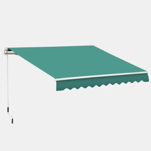 Outsunny Toldo Manual Retrátil 3x2,5 m, Toldo Exterior para Terraço com Ângulo Ajustável, Braço Articulado, Montagem na Parede, Estrutura de Alumínio, Anti-UV e Impermeável, para Jardim, Verde