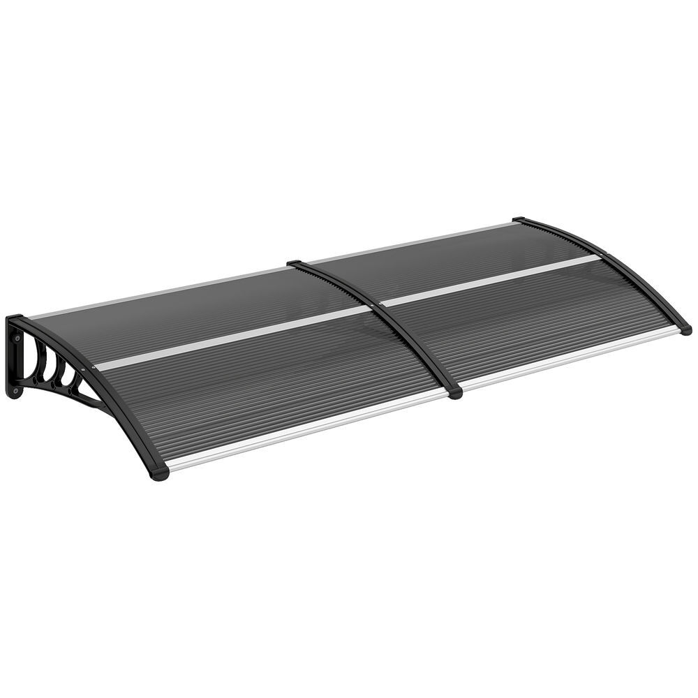 Outsunny marquesinas exterior para puertas y ventanas, 196x75 cm, tejadillo de protección contra sol y lluvia, con cubierta de policarbonato, barra de aluminio, negro