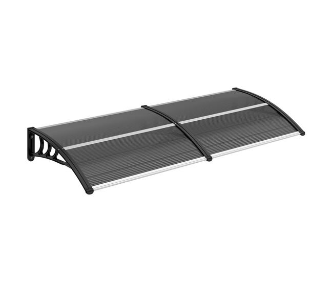 Outsunny marquesinas exterior para puertas y ventanas, 196x75 cm, tejadillo de protección contra sol y lluvia, con cubierta de policarbonato, barra de