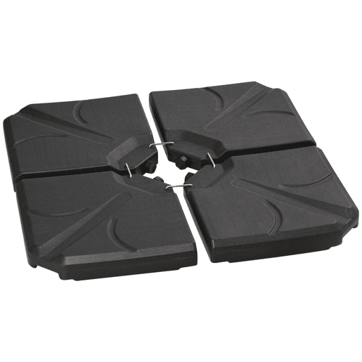 Outsunny Base para Chapéu de Sol de 4 Peças Suporte para Chapéu de Sol Recarregável com Areia 72 kg ou Água 56 kg para Jardim Pátio ou Terraço Preto