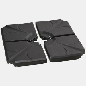 Outsunny Base para Chapéu de Sol de 4 Peças Suporte para Chapéu de Sol Recarregável com Areia 72 kg ou Água 56 kg para Jardim Pátio ou Terraço Preto