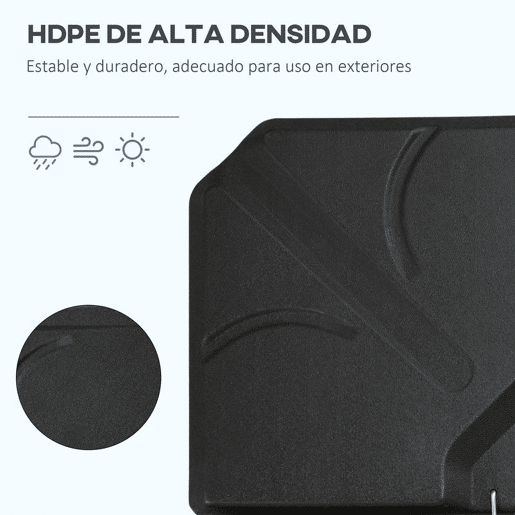 Outsunny Base para Chapéu de Sol de 4 Peças Suporte para Chapéu de Sol Recarregável com Areia 72 kg ou Água 56 kg para Jardim Pátio ou Terraço Preto