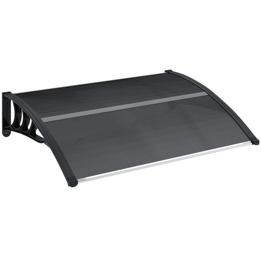 Outsunny Marquise para Portas e Janelas 100x75x23 cm Marquise de Proteção contra Sol e Chuva com Cobertura de Policarbonato Preto
