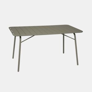 Mesa de jardim dobrável metálica, 6 lugares, Amelia 140cm, Verde caqui, 141.2x80x72.5 cm