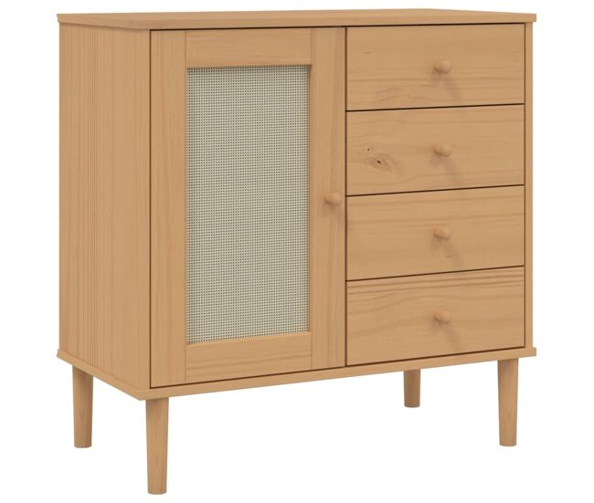 Vidaxl aparador senja aspecto de ratán madera pino marrón 80x40x80 cm
